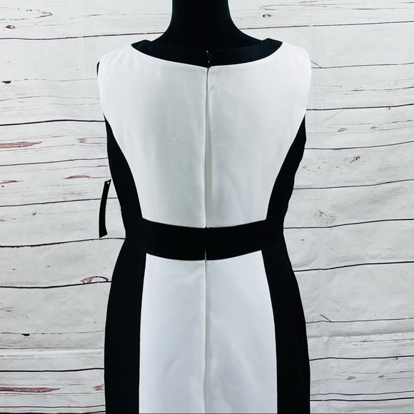 Elie Asl Women's Sheath Dress Sleeveless Black /White Colorblock Size 8 - Picture 7 of 10